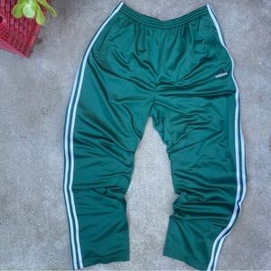 Adidas Men's Green Joggers with White Stripes